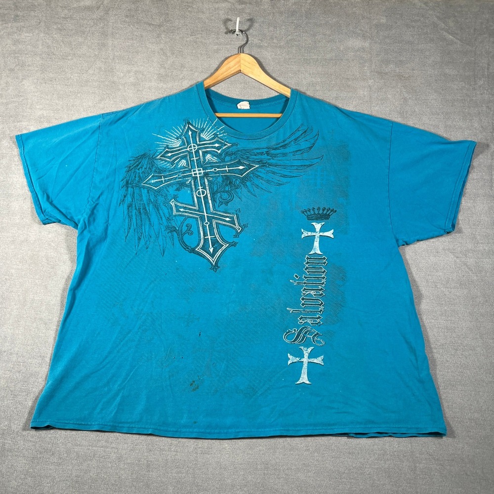 Gildan Salvation Cross Graphic Heavy Cotton T-Shirt Mens 3XL Blue Cotton
